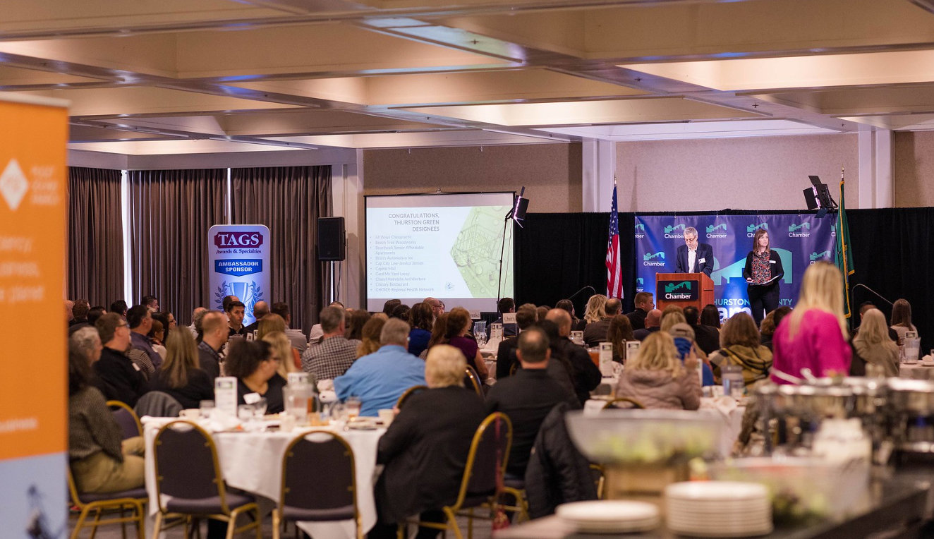 Approximately 160 people attended the Thurston Green Business Forum event on April 13, 2022.